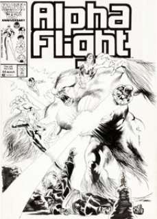 Dave Ross and Kevin Nowlan - Alpha Flight #44 Cover Original Art (Marvel, 1986).