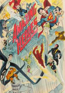 Ed Hannigan et Klaus Janson - Amazing Heroes #45 Couverture Originale (Fantagraphics, 1984). Ed Hannigan and Klaus Janson Amazing Heroes #45 Cover Original Art (Fantagraphics, 1984).