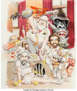Drucker, Mort - Mort Drucker - MAD‘s Usual Gang of Editors - Bill Gaines, Nick Meglin, and John Ficarra Painting Original Art (1991)....