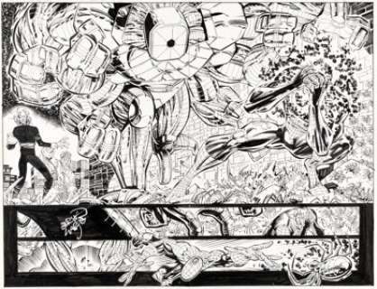 Larsen, Erik - Erik Larsen and Rodney Ramos The Amazing Spider-Man #21 Double Page Spread 2-3 Original Art (Marvel, 2000)....