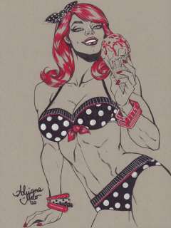 Adriana Melo - Mary Jane Watson in Swimsuit Eating Ice Cream Commission - 2020 Signed