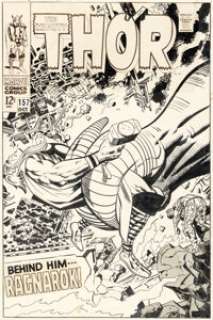 Jack Kirby and Vince Colletta Thor #157 Cover Original Art (Marvel, 1968).