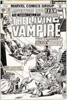 Gil Kane and John Romita Sr. Fear #24 Morbius and Blade Cover Original Art (Marvel, 1974). | Heritage
