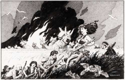 Mark Schultz Xenozoic Trade Paperback #1 Reprint Edition Wraparound Cover Original Art (Flesk Publications, 2011).