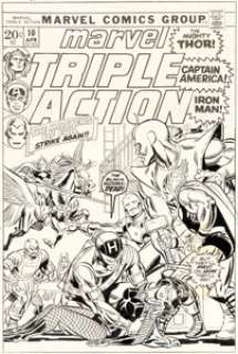 Gil Kane, Frank Giacoia, and John Romita Sr. Marvel Triple Action #10 Avengers Cover Original Art (Marvel, 1973). | Heritage