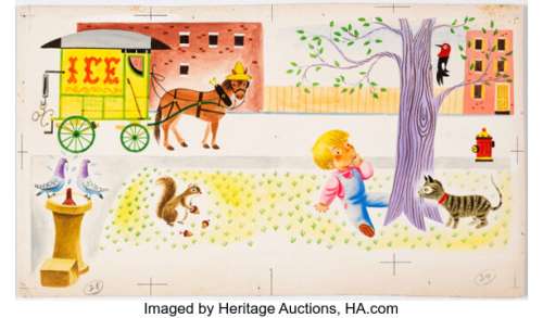 Richard Scarry Little Benny Wanted a Pony Illustration Pages 28-29 Original Art (Simon and Schuster, 1950). | Heritage