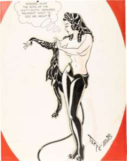 Tarpé Mills - Miss Fury Pin-Up Original Art (c. 1940s) / Tarpé Mills & Miss Fury Cover Original Art (2011).