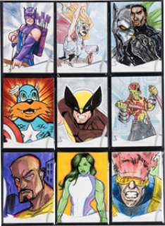 2022 Skybox Marvel Masterpieces - Group of 9 Original 1/1 Sketch Cards | Heritage