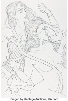 Jenny Frison Wonder Woman #9 Variant Cover Pencils Original Art (DC, 2021).