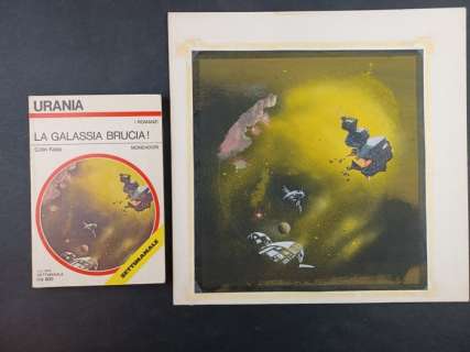 Karel Thole | I Romanzi di Urania - Karel Thole - Originale di Copertina "La Galassia Brucia!" + Albo a Stampa - Page volante - Exemplaire unique - (1979) | Catawiki