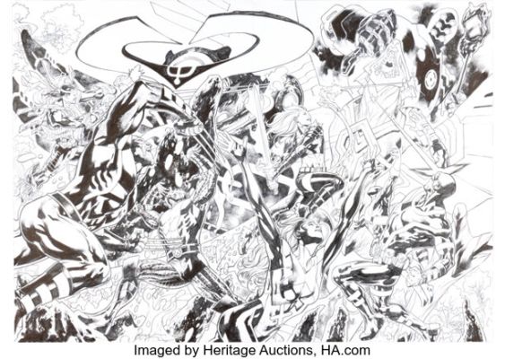 Bryan Hitch Fall of the House of X #4 / Rise of the Powers of X #4 Connecting Variant Covers Original Art (Marvel, 2023). (Total: 3 Items) | Heritage