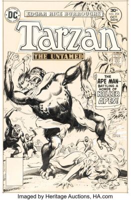 José Luis García-Lopez and Frank Springer Tarzan #254 Cover Original Art and Letter (DC, 1976). (Total: 2 Items)