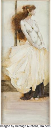 Jeffrey Catherine Jones - Topless Female Painting Original Art (undated). | Heritage