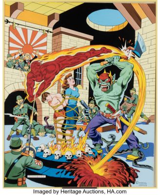 Alex Schomburg Marvel Mystery Comics #50 Cover Re-Creation Painting Original Art (undated).