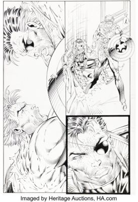 Rob Liefeld and Jon Sibal Captain America #2 Story Page 9 Original Art (Marvel, 1996).