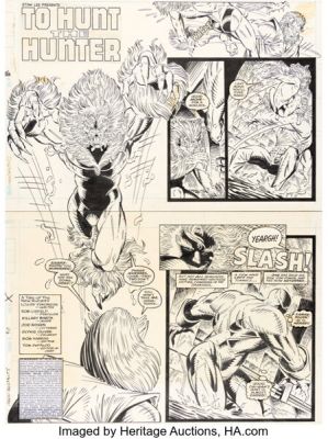 Rob Liefeld and Hilary Barta The New Mutants #90 Sabretooth Double-Page Spread 2-3 Original Art (Marvel, 1990). (Total: 2 Original Art)