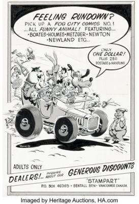 Rand Holmes - Fog City Comics Advertisement Illustration Original Art (Stampart, 1978). | Heritage