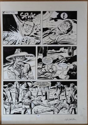 Raffaele Della Monica | Tavola originale per TEX 375  ‘Oltre la frontiera’. Cm. 30,5 x 42,5. Anno 1992. Pag. 74. Firmata | Art e Fumetto