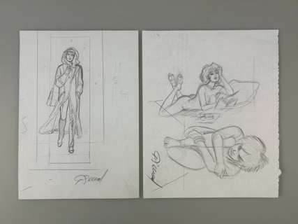 Renaud | Renaud - 2x Dessin original - Études de personnage - Jessica Blandy | Catawiki