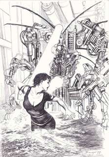 John Bolton | Aliens Labyrinth - Prelim for Virus TPB #1 cover published by Dark Horse in 1997. Ink on card. Art measures 28 x 41cm. | John Bolton