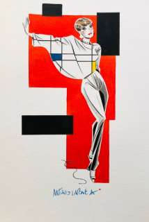 Lapone, Antonio - 1 Original drawing - "Femme - Mondrian" | Catawiki