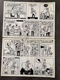 Willy Vandersteen / Eduard de Rop - 1 Colour pencil drawing - De Familie Snoek - originele plaat Snoek, gag voor Pats krant 274 - 1967