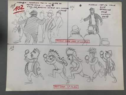 Hergé - 1 Story Board - Dessin Animé « Le Temple du Soleil » - Tintin | Catawiki