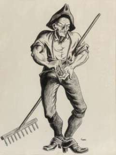 Lee Brown Coye (American, 1907-1981) Rake, The Art of Bundling interior illustration, 1938 Ink on board 15 x 11 - | Heritage