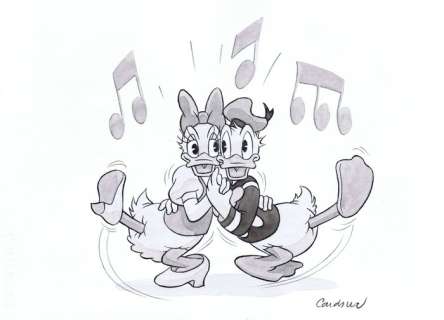 Cardona - 1 Watercolour - Donald Duck - Bailando | Catawiki