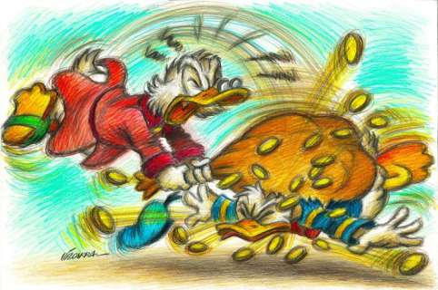 Joan Vizcarra - $crooge Mcduck and Donald Duck - Original Drawing - Pencil Art - 48 x 32 cm | Catawiki