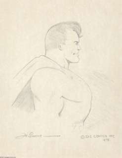Joe Shuster - Superman Sketch Original Art (1979). Joe Shuster draws the profile of his famous co-creation, - | Heritage