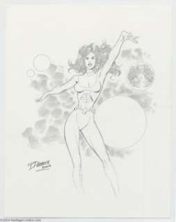 Tom Derenick - Phantom Girl Pin Up Original Art (2004).  Phantom Girl poses amongst the planets in this lovely -