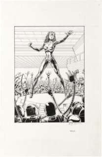 Bob Layton - "Tekla" Magnus Robot Fighter Trading Card Illustration Original Art (Valiant Comics, 1991). -