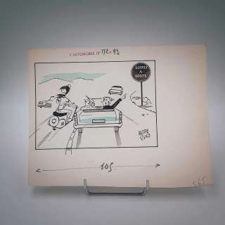 André Vigno (1932) pour L’automobile n°172 "Serrez a droite" Encre… | misc / divers