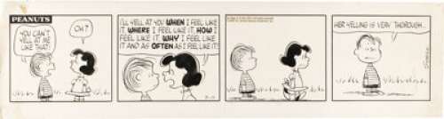 Charles Schulz - Peanuts Daily Comic Strip Original Art, dated 7-11-67 (United Feature Syndicate, 1967). Lucy - | Heritage