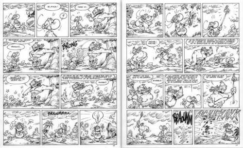 Gag complet - Le caid - en 2 planches originales issues du tome 11 de la série Nabuchodinosaure - Bienvenue dans l‘ère aglaglacière - par Roger WIDENLOCHER