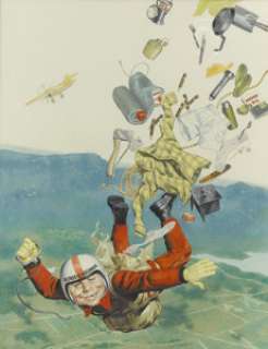 Norman Mingo Mad #106 Cover Painting Original Art (EC, 1966).  A free-falling Alfred E. Neuman is the -