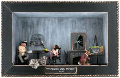 ALICE IN WONDERLAND "WONDERLAND ASYLUM" SHADOWBOX ORIGINAL ART BY MICHELLE BRADSHAW. | Hake’s