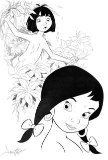 Jaume Esteve - The Jungle Book - Mowgli & Shanti - Original Drawing - Pencil Art - 45 x 32 cm | Catawiki