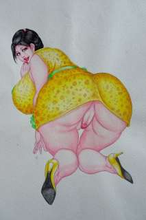 Hiroshi Tatsumi - 1 Original colour drawing - Portrait - Yellow | Catawiki