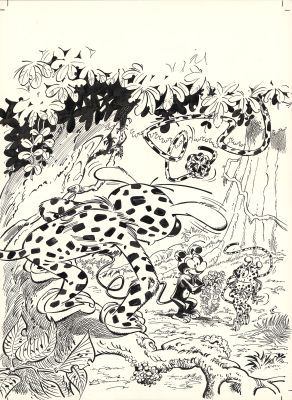 Batem - Le Marsupilami - Biba (T.28) - Couverture originale du Journal de Spirou