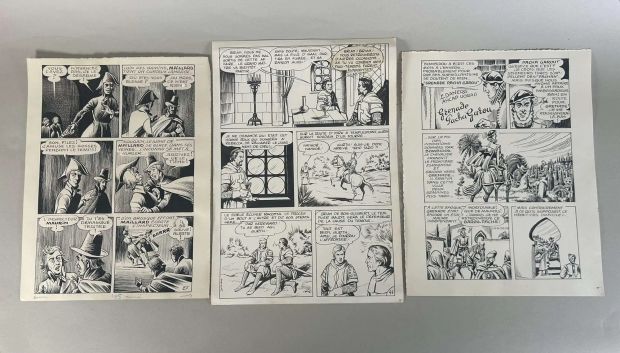 Lot 46 - 3 planches originales en NB - pour les petits formats : Brik N°16,… | misc / divers