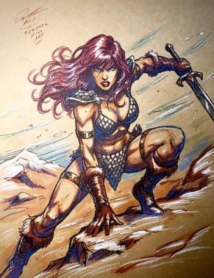 Red Sonja - 8.5x11 Hand-Drawn Signed 1/1 Original Art by Keyeske w/COA | eBay US (Buy It Now)