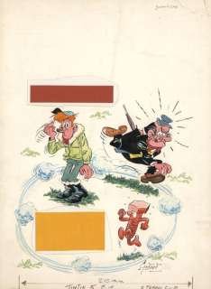 Christian Godard - Couverture originale du journal Tintin n°1058 du 6 février 1969. L‘?uvre est collée sur un support et présente des découpes réalisée par l‘artistes pour insérer des bandeaux - Martin Milan - Pilote d‘avion-taxi