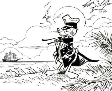 Tony Fernandez - Donald Duck Inspired by Hugo Pratt‘s "Corto Maltese: Sous le signe du Capricorne" - Original Drawing