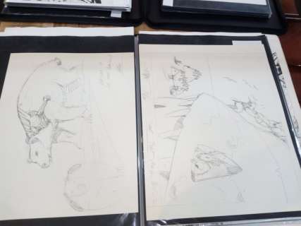 Druillet, Philippe - 2 Original preliminary drawing - Bleu - (années 1980) | Catawiki