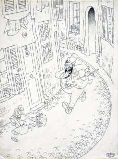 Dubout, Albert | Le magicien. Encre de Chine pour cette illustration humoristique | Coutau Bégarie