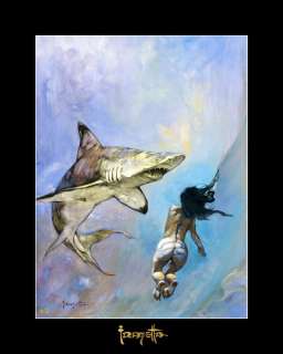 A Requiem For Sharks - Frank Frazetta - Signature Engraved in Gold - Varnished - Canvas 25/75 - FF Golden Collection | Catawiki