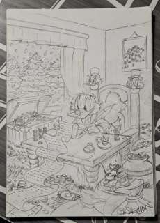Bas Heymans - 1 Original drawing - Uncle Scrooge - "Dagobert aan bureau" | Catawiki