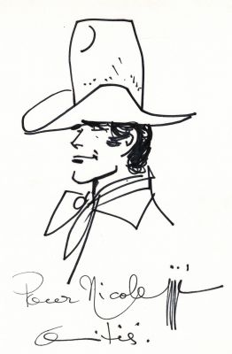 Jijé | Lot 259 - Jerry Spring, dédicace au feutre fin sur feuille libre. | Septimus